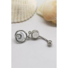 Efna Store Kıvrımlı Taşlı Göbek Piercingi
