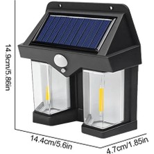 Hanedanev Solar Güneş Enerjili Şarjlı Aplik Lamba Hareket Sensörlü Çift Ampul Solar Aydınlatma