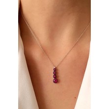 Pırlanta montür Pembe zirkon tasli gümüş lüks kolye