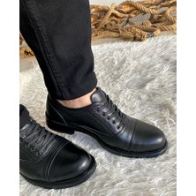 The Hope Shoes Klasik Bağcıklı Siyah Yumurta Burun  Deri Tam Ortopedik Klasik Günlük Kışlık Erkek Ayakkabı