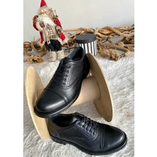 The Hope Shoes Klasik Bağcıklı Siyah Yumurta Burun  Deri Tam Ortopedik Klasik Günlük Kışlık Erkek Ayakkabı