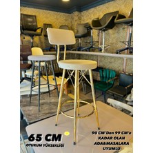 TheSandalyeShop Yeni Mila Gold Bar Sandalyesi 65 cm Bej Babyface Kumaş.90 cm ile 99 cm Arası Ada&masalara Uyumlu.
