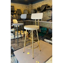 TheSandalyeShop Yeni Mila Gold Bar Sandalyesi 65 cm Bej Babyface Kumaş.90 cm ile 99 cm Arası Ada&masalara Uyumlu.