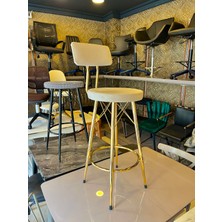 TheSandalyeShop Yeni Mila Gold Bar Sandalyesi 65 cm Bej Babyface Kumaş.90 cm ile 99 cm Arası Ada&masalara Uyumlu.