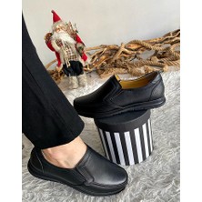 The Hope Shoes Tam Ortopedik Siyah Kahverengi Iç Dış Deri Bağcıksız Yumuşak Hafif Günlük Erkek Baba Ayakkabısı