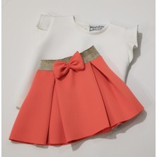 Terzim Ayşenur Çocuk Bluz Etek Takım Çocuk Ikili Etek Takım Turuncu - Mor - Beyaz Dalgıç Kumaş 0 - 5 Yaş