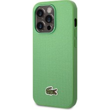 Lacoste iPhone 14 Pro Kılıf Lacoste Orjinal Lisanslı Pu Pike Desenli Ikonik Timsah Dokuma Logolu Yeşil