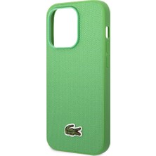 Lacoste iPhone 14 Pro Kılıf Lacoste Orjinal Lisanslı Pu Pike Desenli Ikonik Timsah Dokuma Logolu Yeşil