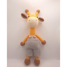 Naturalp Amigurumi Örgü Organik Oyuncak Bebek Uyku Arkadaşı Sevimli Tulumlu Zürafa