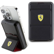 Ferrari Magsafe Şarj Özellikli Powerbank Ferrari 973WP Orjinal Lisanslı Standlı Metal Logolu 10.000MAH Siyah