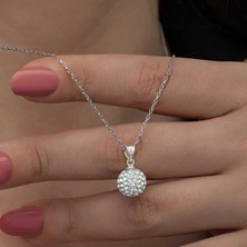Mevafa Gümüş Beyaz Kristal Taşlı Kadın Kolye