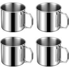 Weather Forecast Çelik 4 Adet 330 ml. Katlanır Kulp Kahve Kamp Bardağı Fincanı cin573-4