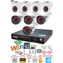 FURY 4 İç 4 Dış Kameralı 5mp Lens 2mp Görüntü Gece Görüşlü Full Hd Güvenlik Kamerası 14125570 1 TB