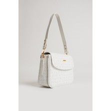 Just Polo Yeni Sezon Kolon Askılı 4 Bölmeli Beyaz Kadın Omuz Çantası 25X15CM PBU2174