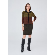 Peraluna Jakarlı Bebe Yakalı Kadın Triko Ceket Çok Renkli