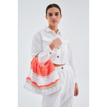 Peraluna JOİ BAG Yuvarlak Saplı Yazlık Kadın Triko Çanta - Neon Turuncu