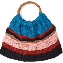 Peraluna JOİ BAG Yuvarlak Saplı Yazlık Kadın Triko Çanta - Turkuaz