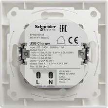 Schneider EPH2700421 Asfora Beyaz 3A 45W Ikili Type A+C USB Hızlı Şarj