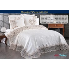 Dream Of Lady Hanedan 9 Parça Krem Rengi Gelin Seti  Pamuklu Pikeli Nevresim Takımı