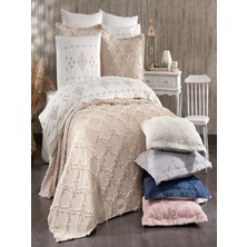 Dream Of Lady Zarif 9 Parça Pudra Rengi Gelin Seti  Pamuklu Pikeli Nevresim Takımı