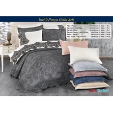 Dream Of Lady Inci 9 Parça Krem Rengi Gelin Seti  Pamuklu Pikeli Nevresim Takımı