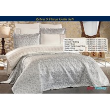 Dream Of Lady Zebra Krem Rengi 9 Parça Gelin Seti  Pamuklu Pikeli Nevresim Takımı