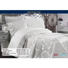 Dream Of Lady Elis 7 Parça Krem Rengi Gelin Seti  Pamuklu Pikeli Nevresim Takımı