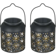 Xgarden Tomshine 2pcs/pack Solar Fener Dış Mekan Dikkatli Işık Retro Metal Dekoratif Işık Çiçek Desen Bahçe Peyzaj Aydınlatma (Yurt Dışından)