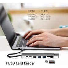 Daytona CF04 Macbook Uyumlu Type-C™ To 4K HDMI Tv Projeksiyon UHd 1080P 2* Type-C 2* USB SD/TF RJ45 Ethernet Lan 8ın1 Çevirici Hub Adaptör