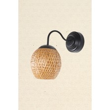 Boja Bambu Siyah Detay Aplik 15x15x25 cm İskandinav, Modern, Bohem, Rattan, Aydınlatma