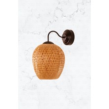 Boja Bambu Siyah Detay Aplik 25x25x40 cm İskandinav, Modern, Bohem, Rattan, Aydınlatma