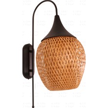 Boja Bambu Siyah Detay Aplik 25x25x60 cm İskandinav, Modern, Bohem, Rattan, Aydınlatma