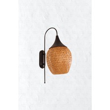 Boja Bambu Siyah Detay Aplik 25x25x60 cm İskandinav, Modern, Bohem, Rattan, Aydınlatma