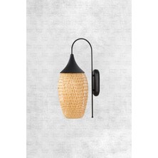 Boja Bambu Siyah Detay Aplik 23x37x60 cm İskandinav, Modern, Bohem, Rattan, Aydınlatma