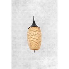 Boja Bambu Siyah Detay Aplik 23x37x60 cm İskandinav, Modern, Bohem, Rattan, Aydınlatma