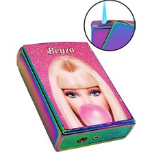 Barbie Baskılı Çakmak Yandan Kaydırmalı Kişiye Özel Isimli Lüks Gazlı Pembe Çakmak