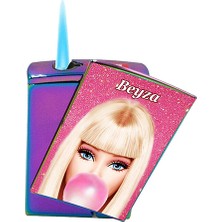 Barbie Baskılı Çakmak Yandan Kaydırmalı Kişiye Özel Isimli Lüks Gazlı Pembe Çakmak