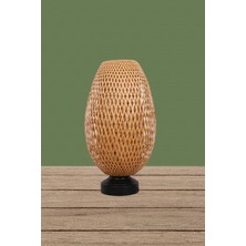 Boja Bambu Abajur, Masa Lambası 23x37x42 cm İskandinav, Modern, Bohem, Rattan, Aydınlatma