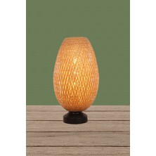 Boja Bambu Abajur, Masa Lambası 23x37x42 cm İskandinav, Modern, Bohem, Rattan, Aydınlatma