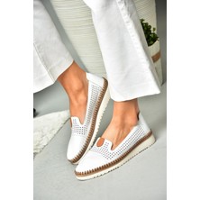 Fox Shoes P555500103 Beyaz Deri Kadın Ayakkabı