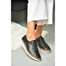 Fox Shoes P555508103 Siyah Deri Kadın Ayakkabı