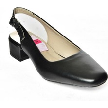 Fox Shoes S908040003 Siyah Deri Kalın Topuklu Kadın Ayakkabı