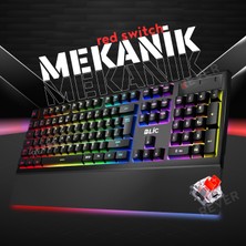 Rever Red Switch Bilek Destekli 21 Mod Rgb LED Işıklı Mekanik Gaming Oyuncu Klavyesi 105 Tuş