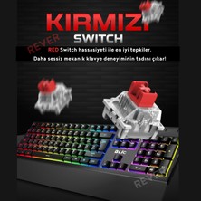 Rever Red Switch Bilek Destekli 21 Mod Rgb LED Işıklı Mekanik Gaming Oyuncu Klavyesi 105 Tuş