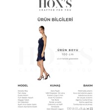 HOX'S Sofia | Payetli İnce Askılı Dizüstü Abiye Elbise Degaje Yaka Volanlı Asimetrik Etek - Lacivert