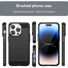 Laimtop iPhone 14 Pro Için Yumuşak Karbon Fiber Fırçalanmış Tpu Telefon Kılıfı  (Yurt Dışından)