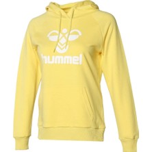 Hummel Billund Kadın Kapüşonlu Sweatshirt Sarı - Gri Desenli Rahat Kesim Sezonluk