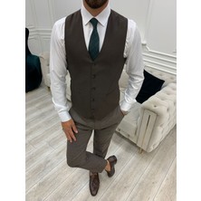 Lonatolia Erkek Kombinli Takım Elbise Kırlangıç Yaka Italyan Kesim Slim Fit Ceket Yelek Pantolon-Lacivert