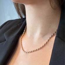 Jewel By Aila 3 Mm. Halat Burma Rose Gold Kaplama Unisex Gümüş Zincir Kolye