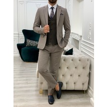 Lonatolia Erkek Kombinli Takım Elbise Kırlangıç Yaka Italyan Kesim Slim Fit Ceket Yelek Pantolon-Lacivert